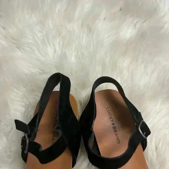 Lucky Brand Grecilyn black and tan Suede Espadrille Sandals sz 11m - Picture 7 of 7
